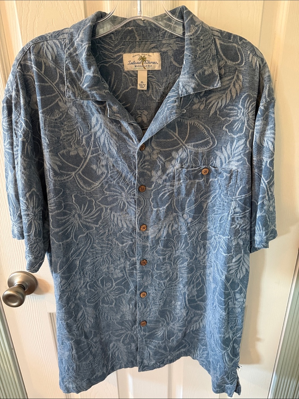 Island Shores Blue Floral Camp Shirt